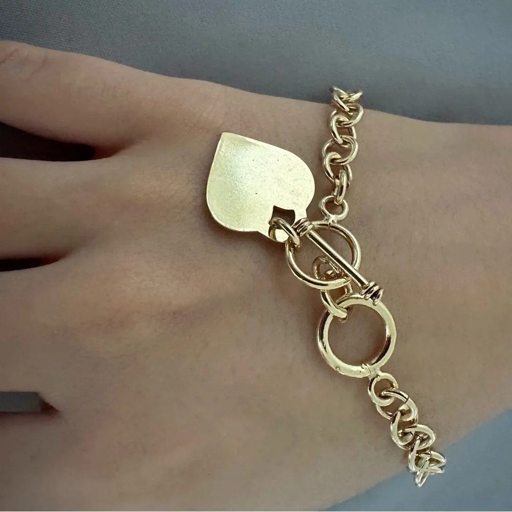 Gold Heart Toggle Bracelet Brooch Pin - Women Jewelry Brooches
